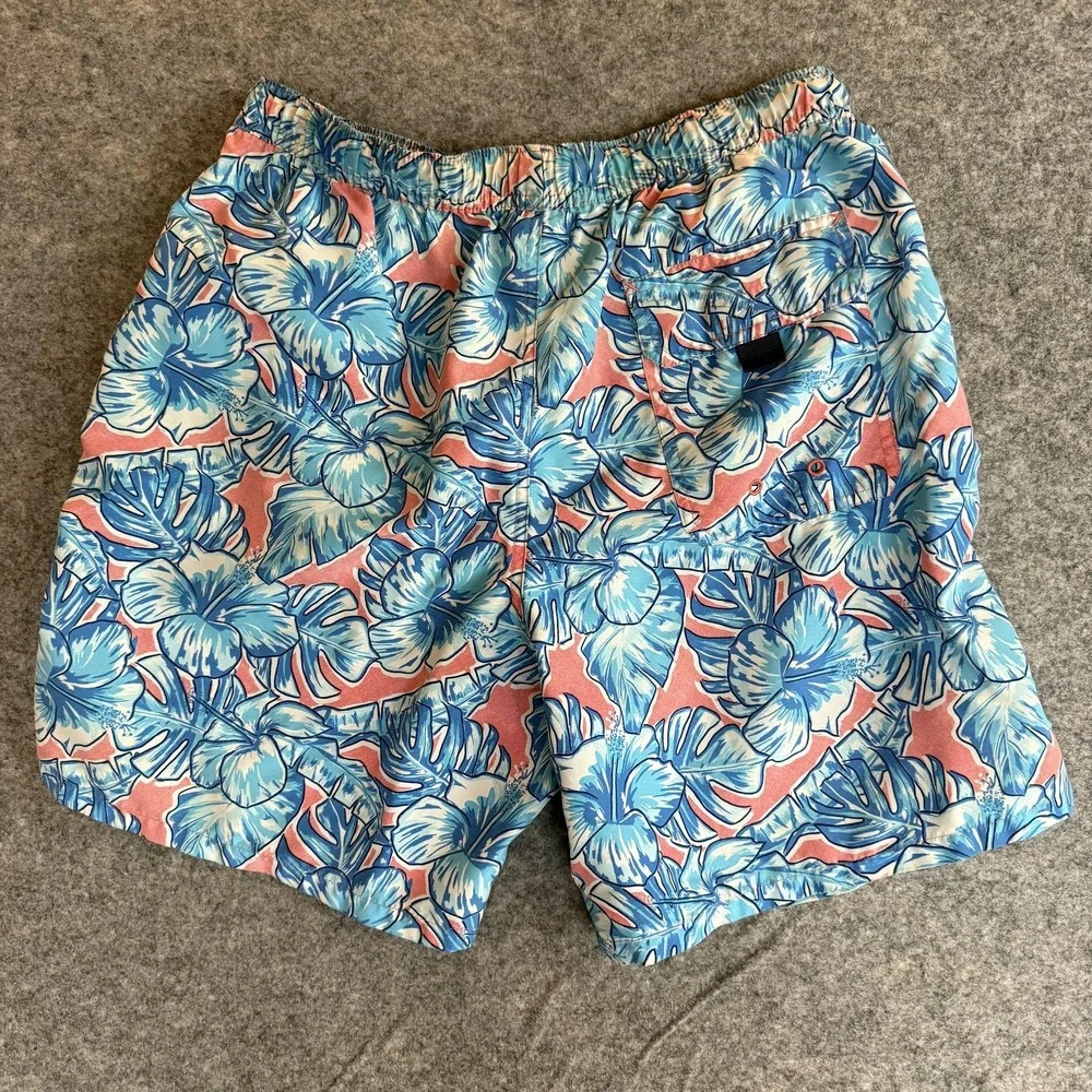 Vineyard Vines Shorts Mens Medium Blue Pink‎ Floral Swim Trunks Mesh Lined